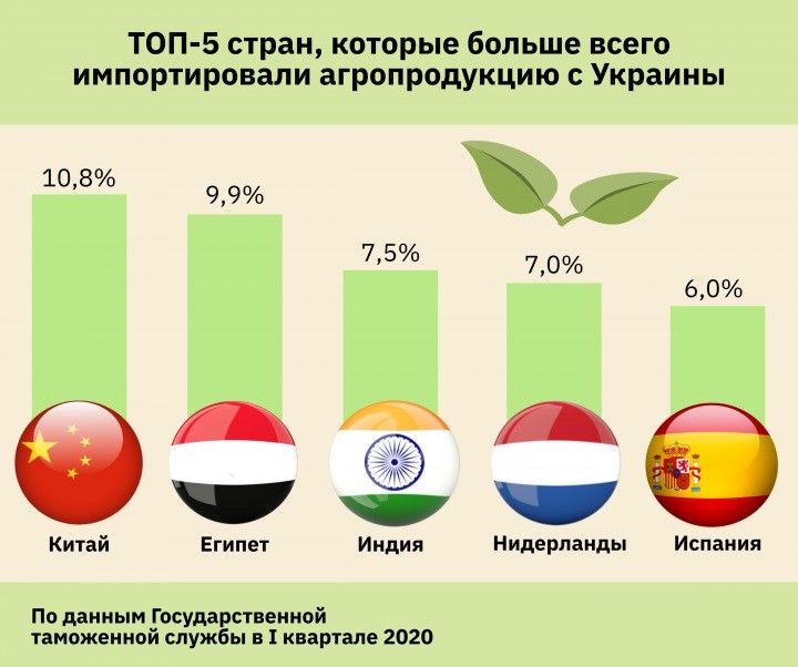 Названы основные импортеры украинской агропродукции (инфографика)