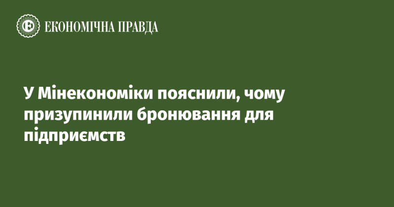 У Міністерстві економіки роз'яснили причини, через які було зупинено бронювання для підприємств.