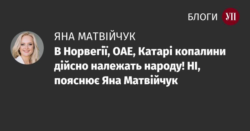 У Норвегії, ОАЕ та Катарі ресурси справді є власністю народу! Ні, уточнює Яна Матвійчук.